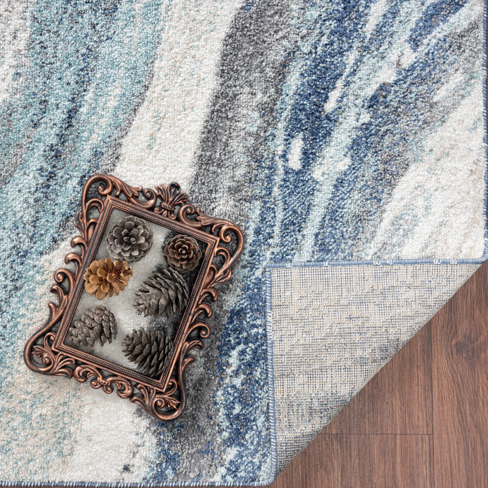 Orren Ellis Alayaa Abstract Blue Area Rug & Reviews Wayfair Canada